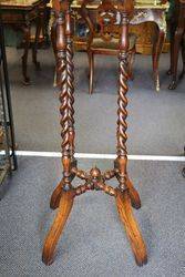 Antique Mahogany Barley Twist Leg Plant Pedestal Stand 