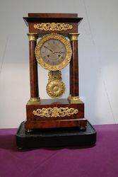 Antique Mahogany French Empire Portico Clock 