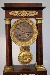 Antique Mahogany French Empire Portico Clock 