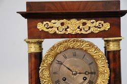 Antique Mahogany French Empire Portico Clock 