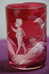Antique Mary Gregory Ruby Glass Tankard