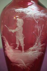 Antique Mary Gregory Ruby Vase 