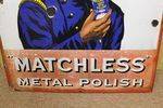 Antique Matchless Metal Polish Enamel Sign