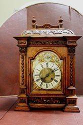 Antique Oak Brass Face Bracket Clock