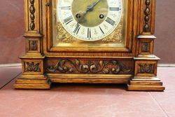 Antique Oak Brass Face Bracket Clock