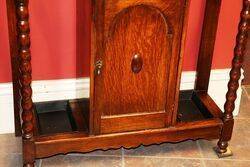 Antique Oak Mirror Back Hall Stand 