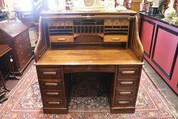 Antique Oak Roll Top Desk by the Standard Desk Company 