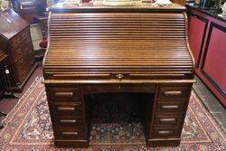 Antique Oak Roll Top Desk by the Standard Desk Company 