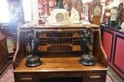 Antique Oak Roll Top Desk by the Standard Desk Company 