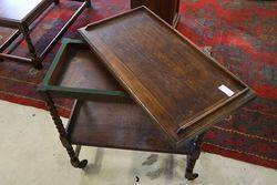 Antique Oak Tea Trolley  Games Table 