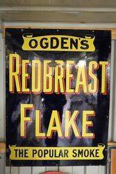 Antique Ogdens Redbreast Flake Enamel Sign 