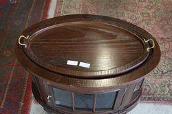 Antique Oval Curio Cabinet With Removable Serving Tray Top