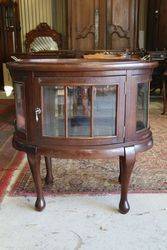 Antique Oval Curio Cabinet With Removable Serving Tray Top