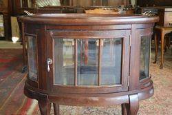 Antique Oval Curio Cabinet With Removable Serving Tray Top