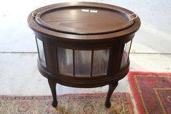 Antique Oval Curio Cabinet With Removable Serving Tray Top