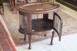 Antique Oval Curio Cabinet With Removable Serving Tray Top