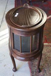 Antique Oval Curio Cabinet With Removable Serving Tray Top