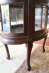 Antique Oval Curio Cabinet With Removable Serving Tray Top