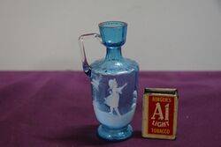 Antique Pair Of Small Blue Glass May Gregory Jug  Vases  