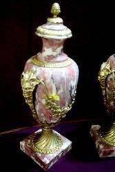 Antique Pair of French Louis XVI Style Marble Urns 