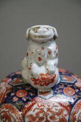 Antique Pair of Imari Vases With Foo Dog Lids  