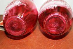 Antique Pair of Ruby Glass Mary Gregory Vases 
