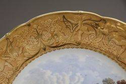 Antique Pratt Ware Landscape River Scene Gold  Beige   Border 