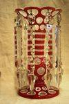 Antique Rare Pr Pink Overlay Glass Luster Vases Arriving Nov