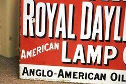 Antique Royal Daylight Lamp Oil Post Mount Enamel Sign 