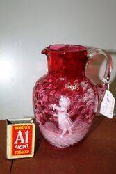 Antique Ruby Dimple Glass Mary Gregory Jug 