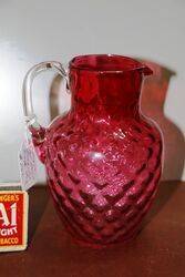 Antique Ruby Dimple Glass Mary Gregory Jug 