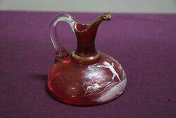 Antique Ruby Glass Mary Gregory Flat Base Small Jug 