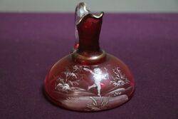 Antique Ruby Glass Mary Gregory Flat Base Small Jug 