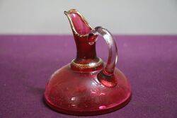 Antique Ruby Glass Mary Gregory Flat Base Small Jug 