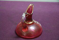 Antique Ruby Glass Mary Gregory Flat Base Small Jug 