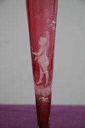 Antique Ruby Glass Mary Gregory Flute Vase 