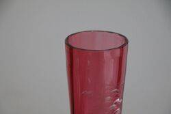 Antique Ruby Glass Mary Gregory Flute Vase 