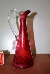 Antique Ruby Glass Mary Gregory Jug 