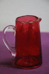 Antique Ruby Glass Mary Gregory Miniature Jug 