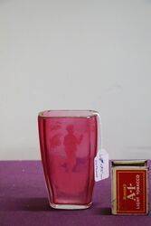 Antique Ruby Glass Mary Gregory Rare Shape Vase 