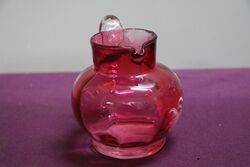 Antique Ruby Glass Mary Gregory Small Jug 