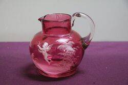 Antique Ruby Glass Mary Gregory Small Jug 