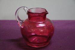 Antique Ruby Glass Mary Gregory Small Jug 