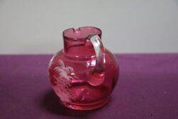 Antique Ruby Glass Mary Gregory Small Jug 