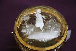 Antique Ruby Glass Mary Gregory Trinket Bowl 