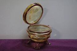 Antique Ruby Glass Mary Gregory Trinket Bowl 