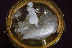 Antique Ruby Glass Mary Gregory Trinket Bowl 