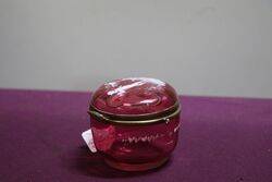 Antique Ruby Glass Mary Gregory Trinket Box 