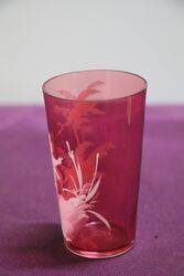 Antique Ruby Glass Mary Gregory Tumbler  