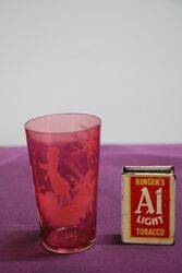 Antique Ruby Glass Mary Gregory Tumbler  
